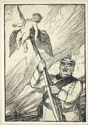 O alemão delicado, ilustração da festão do Kaiser por Edmund J. Sullivan, bar. 1916